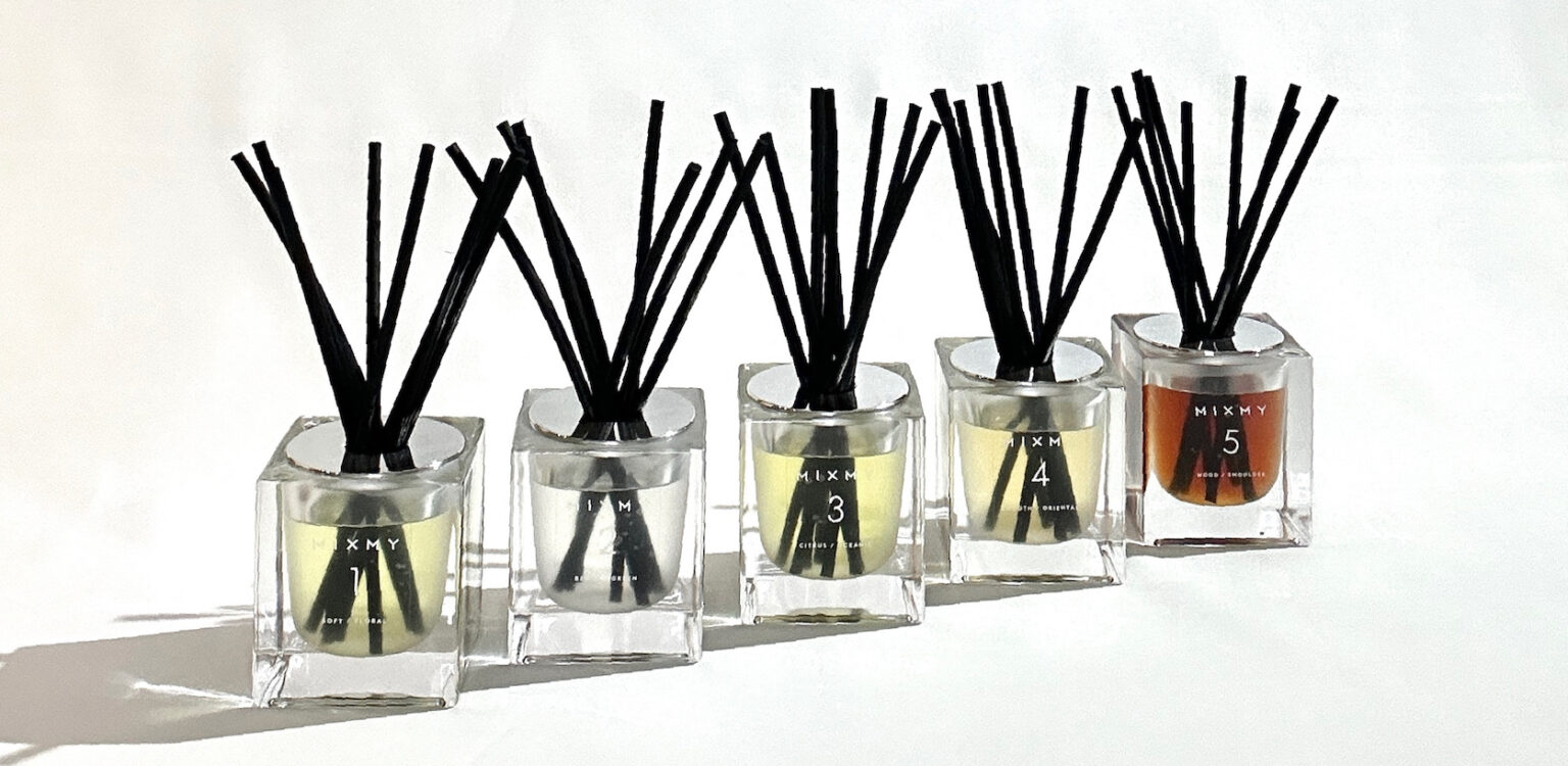 Row of five MIXMY Fragrance Diffusers, from 1 to 5